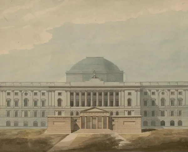 United States Capitol, Washington, D.C. Elevation of west front with propylaea - 1811.jpeg
